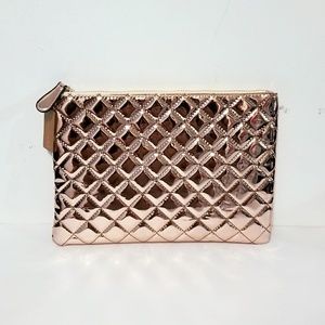 Rose Gold Metallic Quilted Clutch